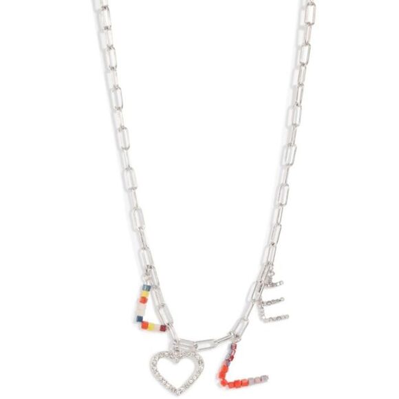 bp Jewelry - BP Pave Love Necklace Silver Multicolor
